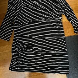 White House Black Market Monochrome Striped Blouse